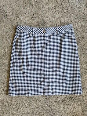 Talbots Navy and White Gingham Mini Skirt